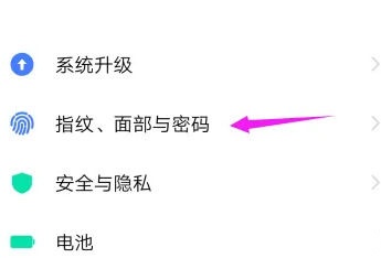 点击指纹面部与密码