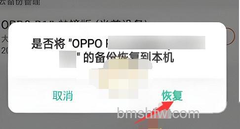 确认恢复操作界面
