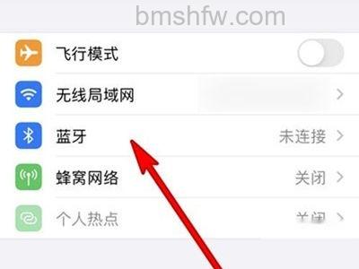 进入手机设置中的蓝牙选项