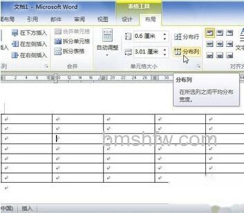 Word2010中怎样平均分布行或列 Word2010中怎样平均分布行或列