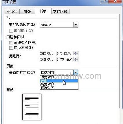 Word2010中设置页面垂直对齐方式1