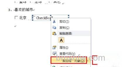 Word2010如何插入复选框7 Word2010如何插入复选框7