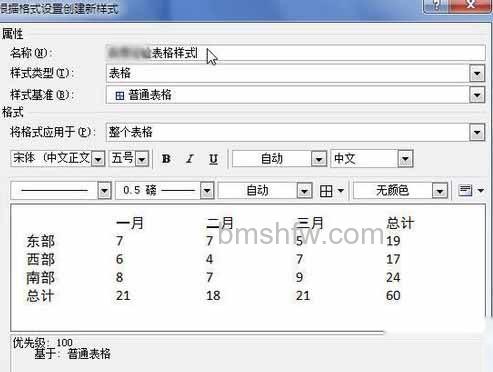 Word2010创建自定义表格样式4 Word2010创建自定义表格样式4