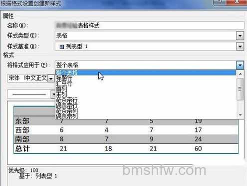 Word2010创建自定义表格样式8 Word2010创建自定义表格样式8