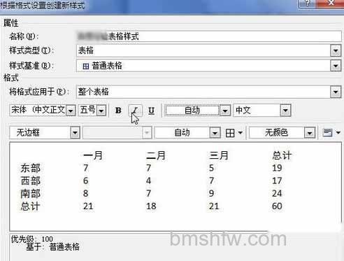 Word2010创建自定义表格样式9 Word2010创建自定义表格样式9