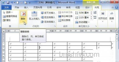 Word2010怎样删除整行或整列4