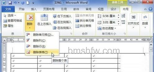 Word2010中怎样删除表格5