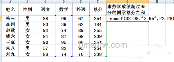 带第三个参数的SUMIF公式