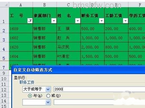 Excel中筛选功能使用方法/自定义筛选步骤2 Excel中筛选功能使用方法/自定义筛选步骤2