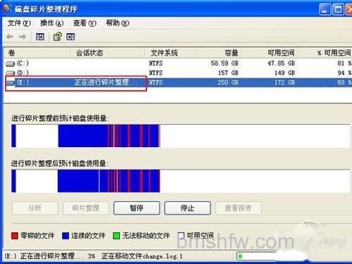 红色方条越多零碎的文件越多,越需要整理 红色方条越多零碎的文件越多,越需要整理