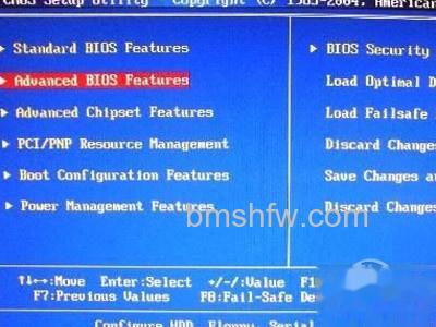 选择“Advanced BIOS Features