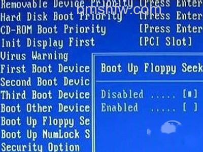 将“Boot Up Floppy Seek”设置为