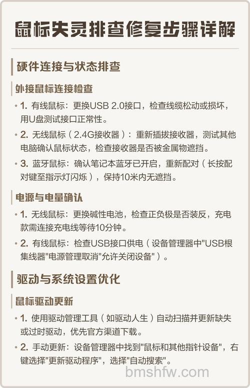 鼠标失灵不能动怎么办？全面详解五大原因与解决办法