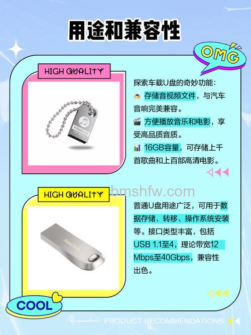 车载U盘和普通U盘有什么区别：硬件规格相同，但车载U盘更小巧