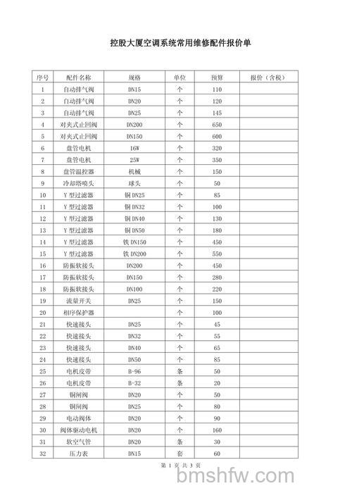 空调配件价格表 最佳价格参考【图解】