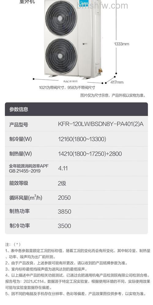 5匹美的空调外机尺寸详解与选择指南