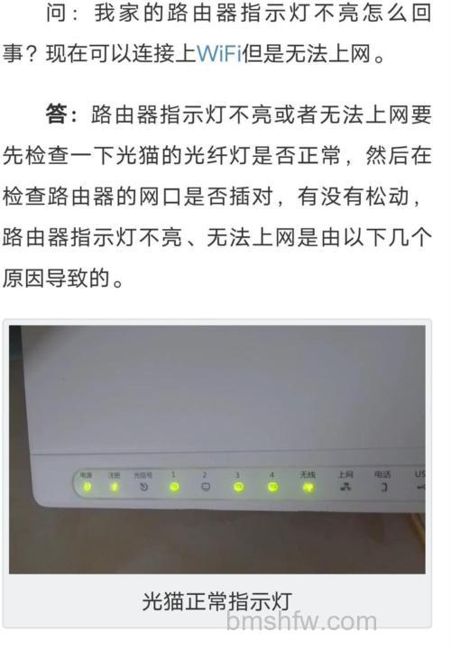 移动光纤宽带光信号灯不亮、没有网络是什么问题?