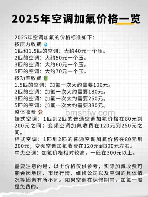 空调加氟高空费与收费标准详解