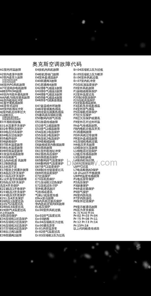 空调故障代码含义及奥克斯吸顶机常见故障解析
