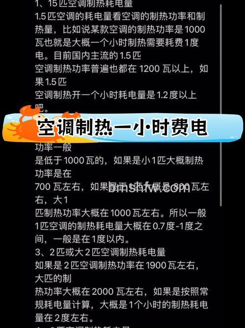 1.5匹空调制热一小时多少电?耗电量详解