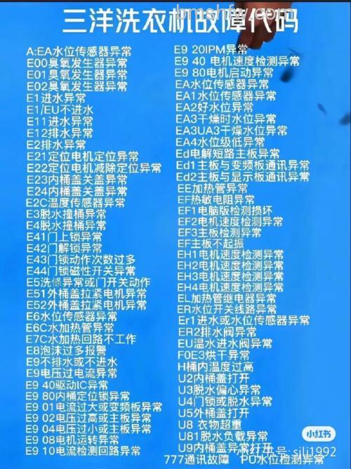 三洋洗衣机E920故障代码解析与处理方法