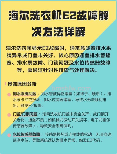 海尔洗衣机故障代码E2是什么原因?解决办法【详解】