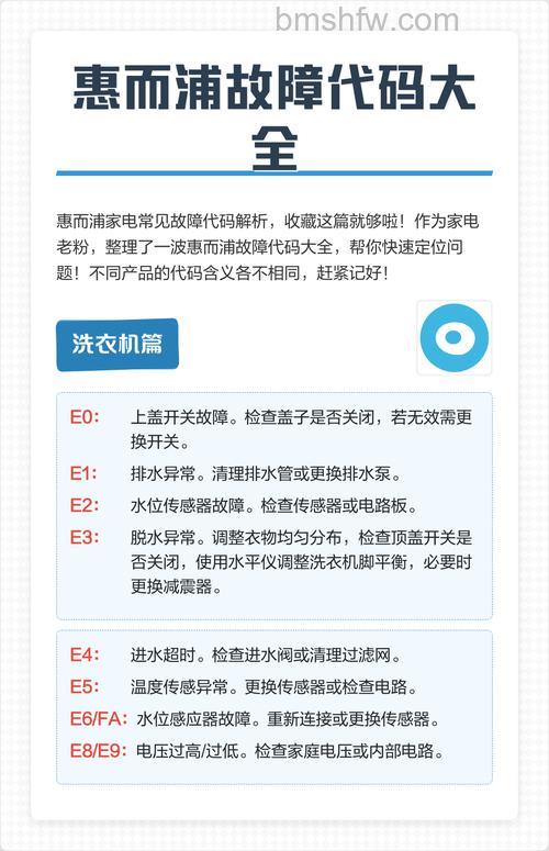 惠而浦洗衣机E5故障代码怎么办?原因与解决方法详解