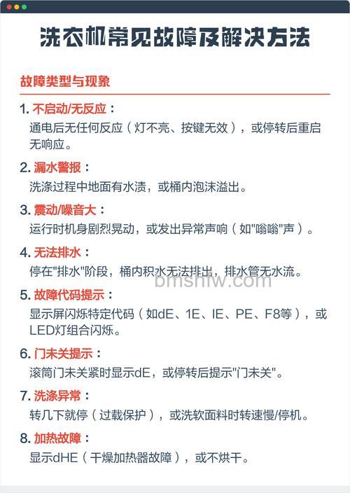 洗衣机常见故障有哪些?故障及维修方法介绍