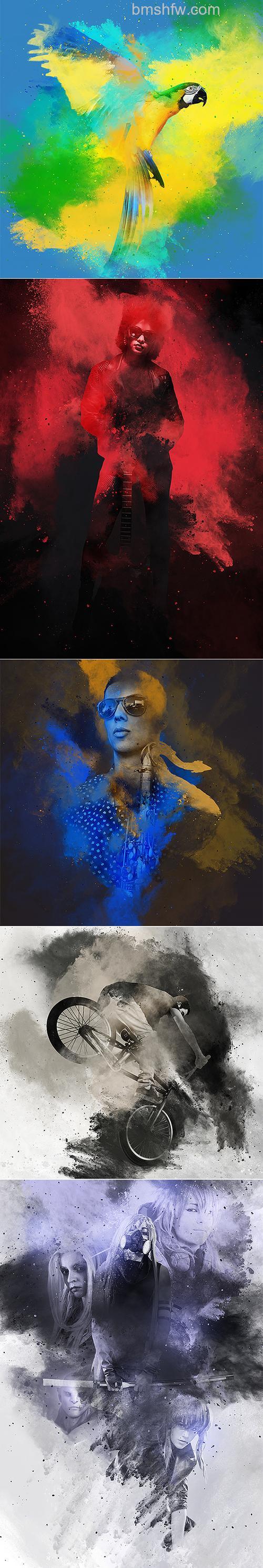 Photoshop利用画笔制作抽象的喷溅人像海报