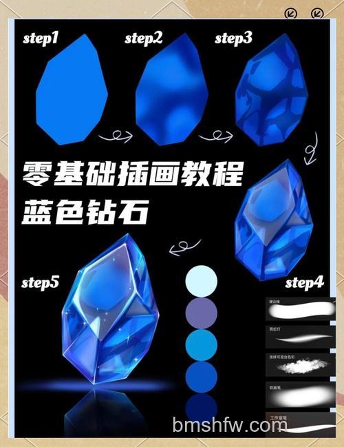 PS如何绘制金光闪闪的蓝色水晶钻石