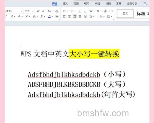 WPS文字轻松将大写字母转换成小写